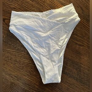 Aerie White Textured Swim Bottom